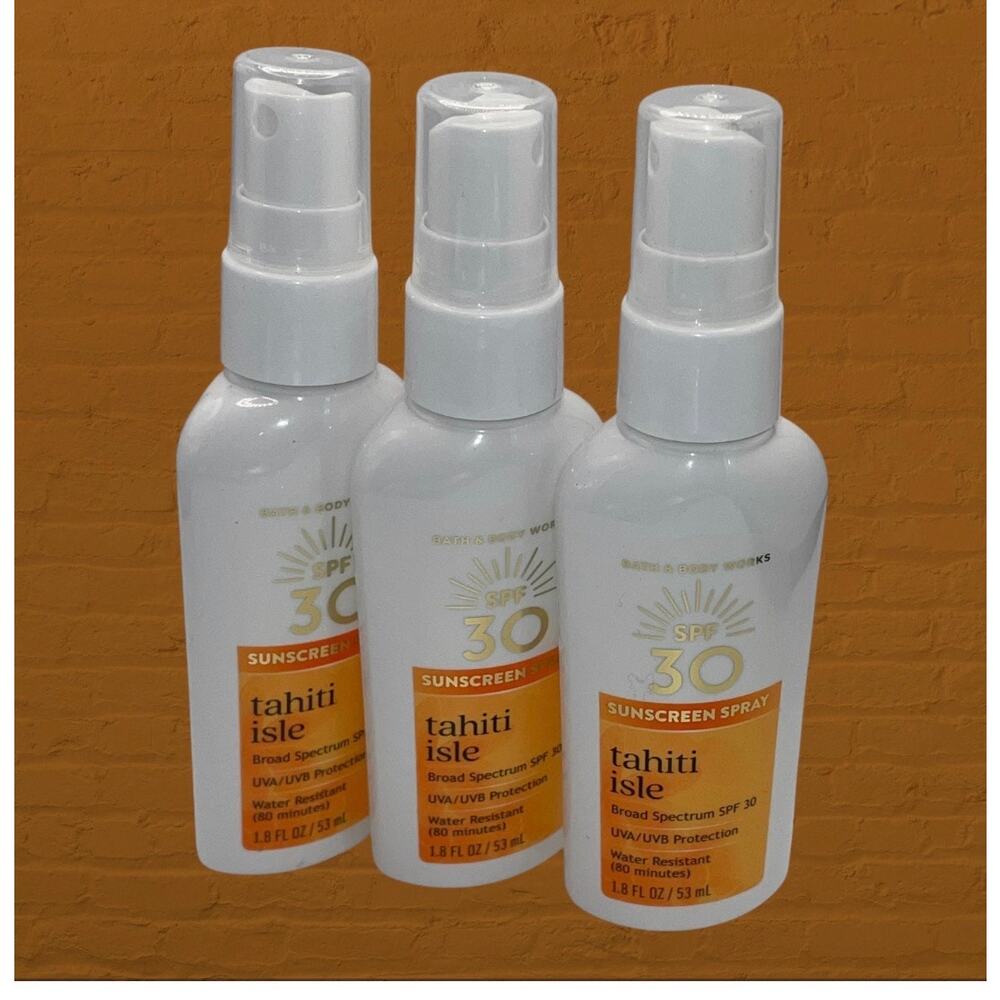 Bath Body Works Tahiti Isle SPF 30 Sunscreen Spray 1.8 oz Lot x3 BBW Travel New